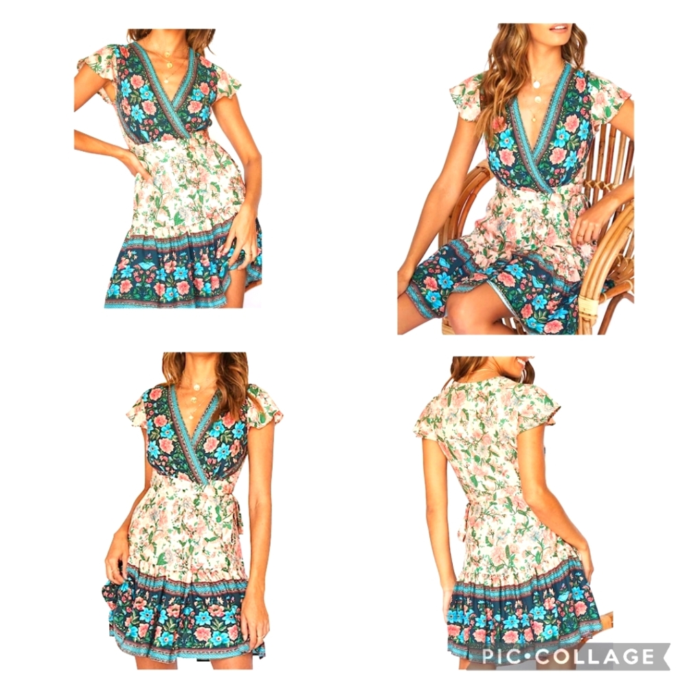 Floral Wrap Mini Dress, Size Small, NWOT